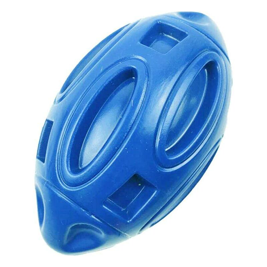 Dog Ball Indestructible Dog Toys, Tough Rubber Dog Rugby Ball Dog Chew Toy with Squeaker for Aggressive Chewers(Light blue)