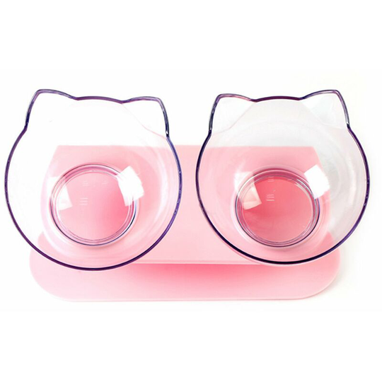 15° Tilted Cats Food Bowl Pet Feeding Basic Bowl Stress-Free Double Dishes Raised with Stand