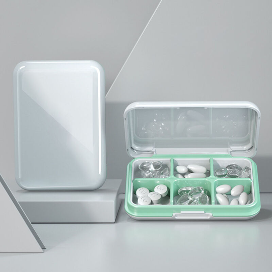 Waterproof Portable Daily Small Pill Case for Vitamins Turquoise White - Muff