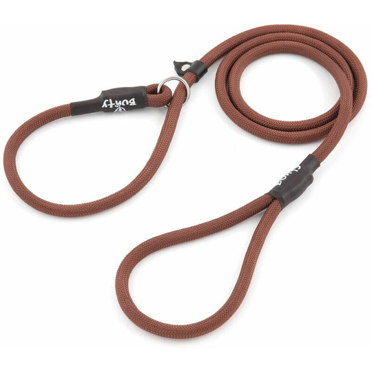 Strong Nylon Slip On Rope Dog Puppy Pet Lead Leash - No Collar Needed - Brown - Small - Bunty