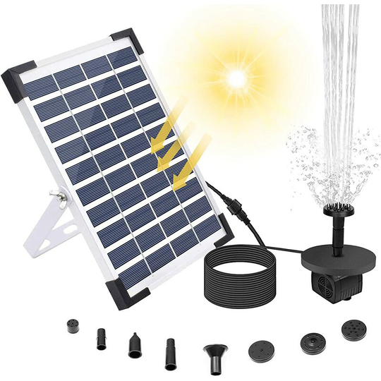5.5W Outdoor Solar Fountain, Pump Solar Water for Fountains with Panel Solar Pond Pump Kit for Birdbath, Pond, Pool, Garden, Aquarium