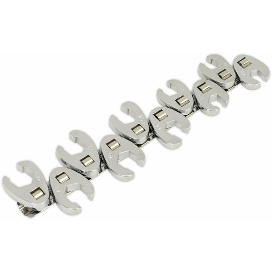 10pc Open Ended Flare Nut / Crows Foot Spanner Socket Set - 3/8' Square Drive