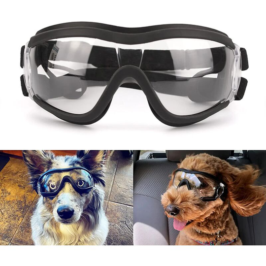 Dog Goggles Outdoor Eye Protection Adjustable Strap Easy to Put on Pet Sunglasses-Clear