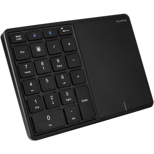 Superseller - 2.4G+BT4.2 Wireless Dual-mode Numeric Keyboard Portable 22 Keys Financial Accounting Office Keyboard with Touchpad Black