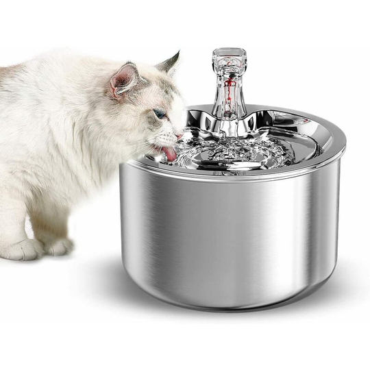 Thsinde - Cat Water Fountain, Stainless Steel, 2L, Ultra-Quiet, Pet Drinking Fountain with, usb Powered Water Dispenser for Cats and Dogs--Smart