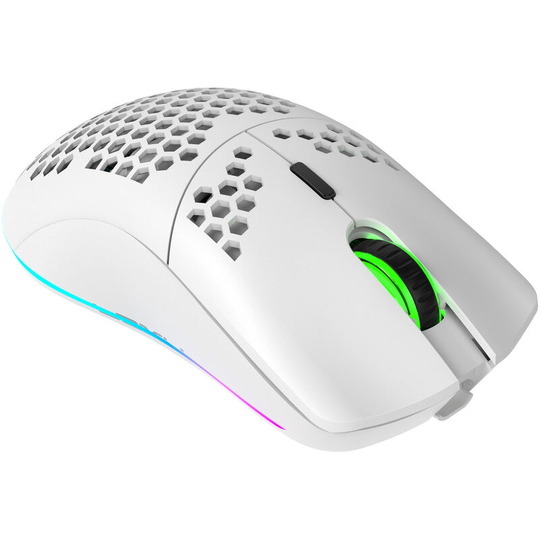 Rechargeable Wireless Honeycomb Gaming Mouse,Lightweight with 3200 dpi,rgb Rainbow Backlit (White)