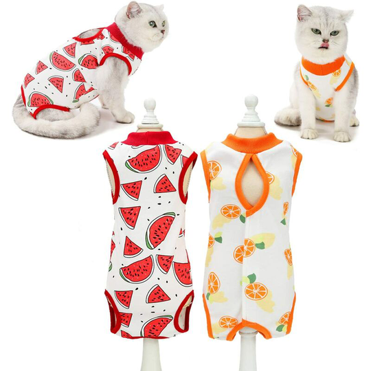 2 Packs Pet Surgical Recovery Suit,E-Collar Alternative for Cats, Abdominal Wounds After Surgery Wear for Kittens Physiological Clothes (M, Red +