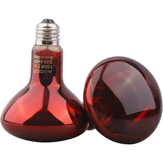 Reptile Heat Lamp Kit - Heating Bulb for Turtle Lizard Chick Snake Hamster 150W Pack of 2 Red