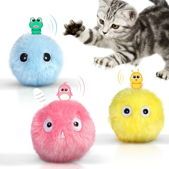 Chirping Cat Toys Balls, 3 Pcs Fluffy Interactive Cat Kicker, 3 Lifelike Animal Chirping Sounds, Fun Kitty Kitten Catnip Toys for Cat Exercise