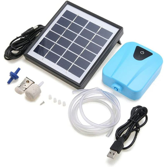 Deckon - Solar Pond Aerator Oxygen Pump Air Pump for Garden Pond, Aquarium (Blue)