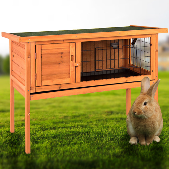 Single Pet Hutch Rabbit Bunny Cage Tall Wood