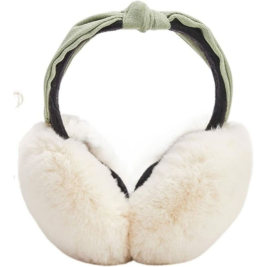 Color: White, Size: One Size) Earmuffs, Two-tone Folding Rabbit Fur Headband Warm Earmuffs Winter Ear Muffs Women Ear Muffs Ear Muffs
