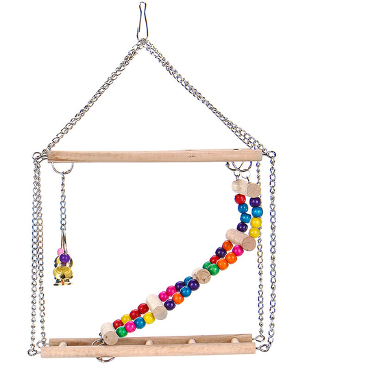Wooden Parrots Bird Hanging Ladder Swing Bridge Climb Pet Toys Hanging Ladder 22X22X8.5cm