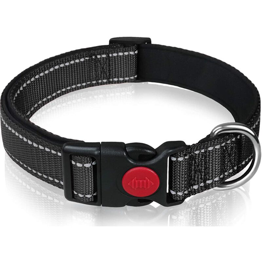 Betterlifegb - Classic Adjustable Reflectable Reflective Nylon Necklace With Soft Padded Breathable Mesh For Means Dogs, m Black