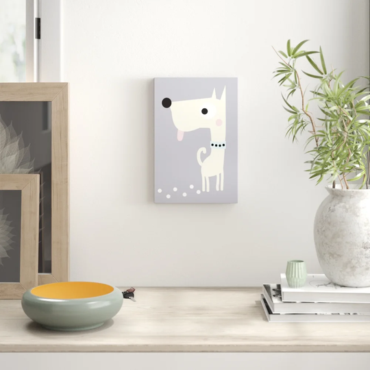 'Yellow Puppy' by Katarina Snygg Painting Print on Wrapped Canvas