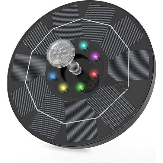 Solar Fountain Pump 3W led Solar Powered and Round Shape Solar Water Pump with 6 Nozzles - Muff
