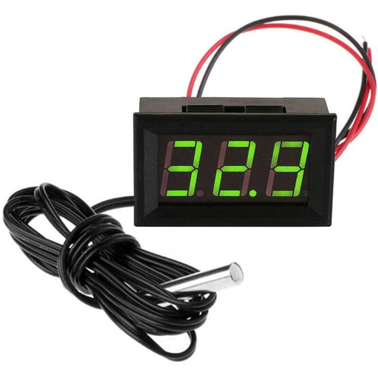 Digital Thermometer 12V Mini Temperature Tester Waterproof Digital Temperature Meter Gauge for Refrigerator Aquarium Freezers,Green