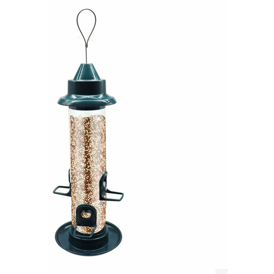 Outdoor Hanging Bird Feeder for Seed Mix, Niger Seed Feeder, Sunflower Heart, Birdbath, Heavy Duty Metal, uv Paint Finish, Green 33cm