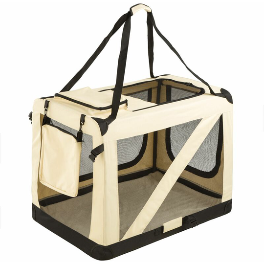 Dog crate foldable - dog cage, pet carrier, puppy crate - xxl / 90 x 62 x 63 cm - beige