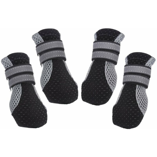 Soft Non-Slip Adjustable Summer Boots To Protect Puppy's Paws, Made Of Soft Breathable Heat Resistant Sidewalk Mesh (Black, s)