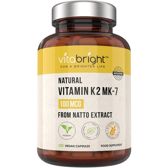 Vitamin K2 MK-7 - Optimal Strength 100mcg - from Natto - Sourced from Plant-Based Natural Ingredients - 120 Easy to Swallow...