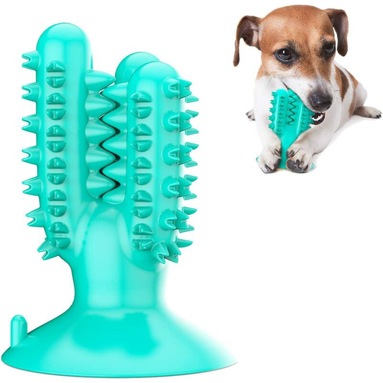 Soekavia - Dog Toothbrush, Dog Chew Toy, Chew Toy, Indestructible Dog Toy, Dog Toy, Dental Care, Natural Rubber Teeth Cleaning Stick (Blue)
