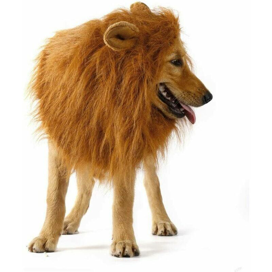 Dog Lion Mane Costume for Medium to Large Dogs Cats Adjustable Realistic Funny Pet Lion Mane Wig with Ears Clothes for Halloween Cosplay Party