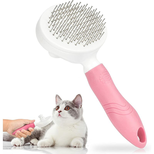 Cat brush, pet brush, self-cleaning slip brush, gentle removal of loose undercoat, mat and mat hair, grooming brush for cats, dogs