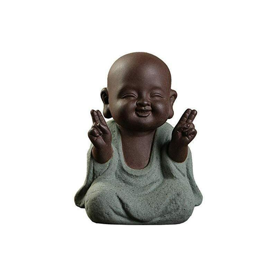Ceramic Tiny Cute Buddha Statue Monk Figurine Creative Baby Buddha Crafts Adorable Ornaments Classic Delicate Ceramic Arts and Crafts Small (7 x 10