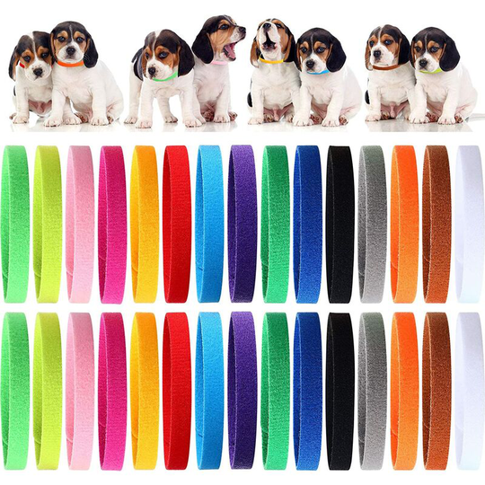 45 Pcs Puppy Whelping Collars Double Sided Newborn Pet id Bands 3 Sizes Soft Co Adjustable Puppy Collars