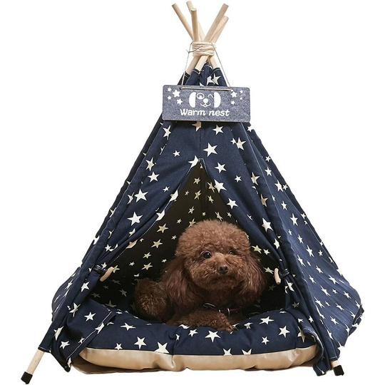 Gdrhvfd - Pet Cat Dog Teepee With Cushion,Luxury Teepee Tent,Indoor Dog And Cat Kennel,Cat Houses With Small Chalkboard Pet Bed