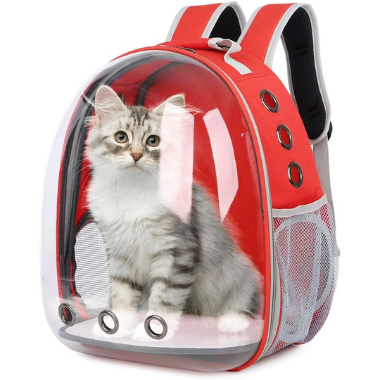 Litzee - Dog Bag Carrier Backpack: Small Cat Pet Puppy Rabbit Waterproof Lightweight Back Pack Rucksack - Medium Animal Front Shoulder Carriers Clear