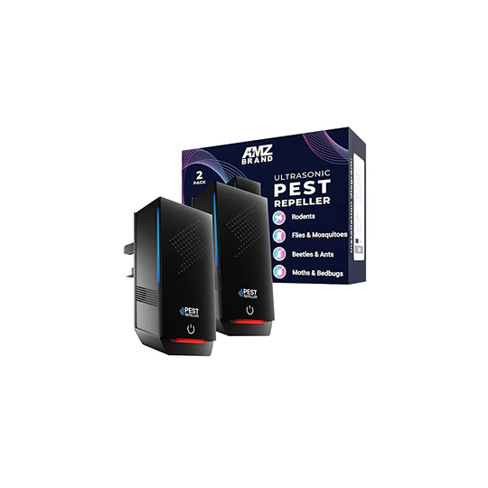 AMZ BRAND Ultrasonic Pest Repeller 2 Pack - Powerful Mouse Repellent - 3 Working Modes - Wide Frequency Range Pest Control Device - Ideal for Mic