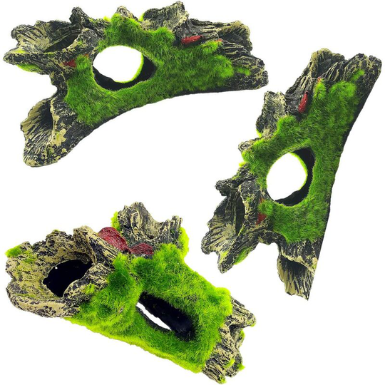 Aquarium Tree Trunk Decoration, 2 Pcs Hollow Resin Tree Trunk Ornament Cave Rock Decoration