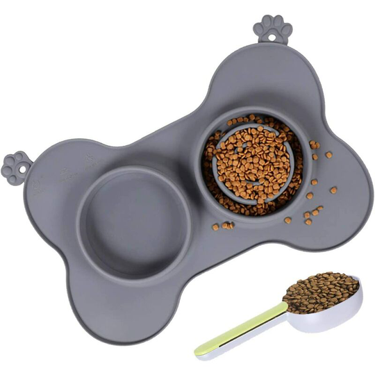 Slow Feeding Dog Bowl, Slow Feeding Bowl, Anti Gluttonous Dog Cat Bowl, Promotes Healthy Feeding and Slow Digestion (Gray)