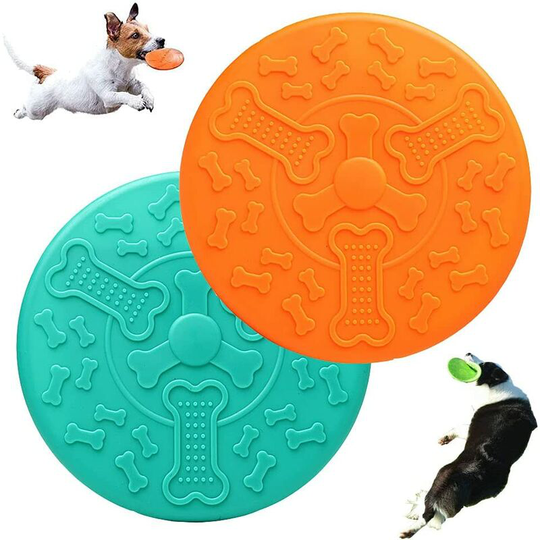 Betterlifegb - Frisbee Dog Toy, 2 Dog Disc, Dog Frisbee, Frisbee Toy Dog, used for outdoor activities of big dogs, dog training (orange and green)36-A
