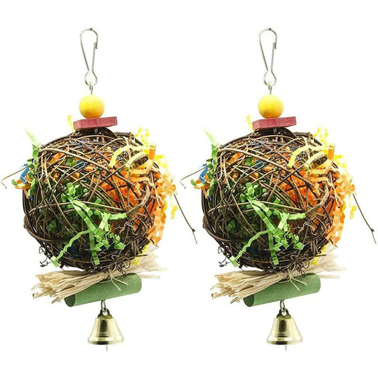 2 Pack Bird Chewing Toys Foraging Shredder Toy Parrot Cage Shredder Toy Foraging Hanging Toy for Cockatiel