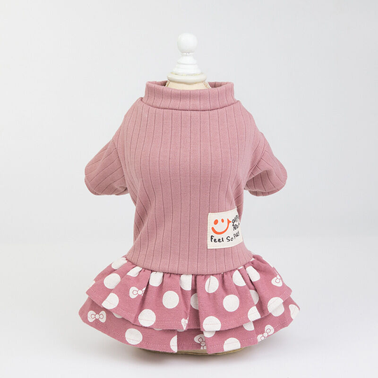 Spring and summer new dress smiley face polka dot dress m (chest 37', neck 26', back 25' for weight 5 pounds), pink)