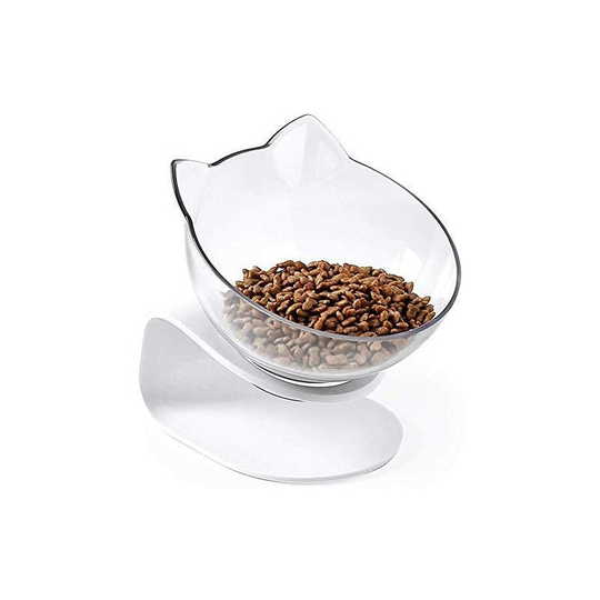 ABenxxou Non-Slip Cat Bowl with Raised Stand Food Bowl for Cats and Small Dogs is tilted 15° to protect the pet's cervical spine. (b)