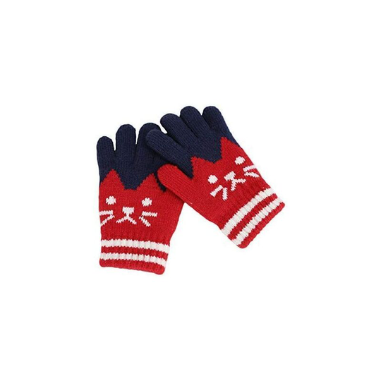 Gloves Winter Autumn Warm Full Finger Mittens Knit Mittens Outdoor Thermal Cashmere Lining Kitten Print Adorable Gloves Ski Snowboard School Cycling