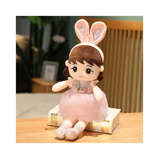 Ilovemilan - 80cm Beautiful Happy Girl Doll Stuffed Simulation Rabbit ears Lovely Toy Plush Animal Pillow Children Kids Birthday Gift