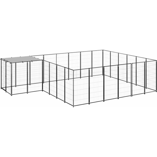 Dog Kennel Black 12.1 m² Steel Vidaxl Black