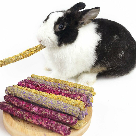 Perle Rare - Rabbit Chew Toys, Rabbit Hamster Apple Stick Natural Grass Timothy Hay Sticks Natural Rose Flower Flavor, Rabbit Hamster Parrot