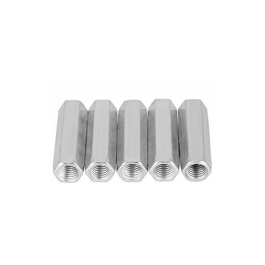 5pcs M10 Long Nut Carbon Steel Rod Coupling Hex Nuts Hex Socket Nut Threaded Fasteners (M10*40)