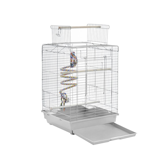 Yaheetech Bird Open Top Cage Parrot Cage,40x40x58cm,Squre, Light Gray - light gray
