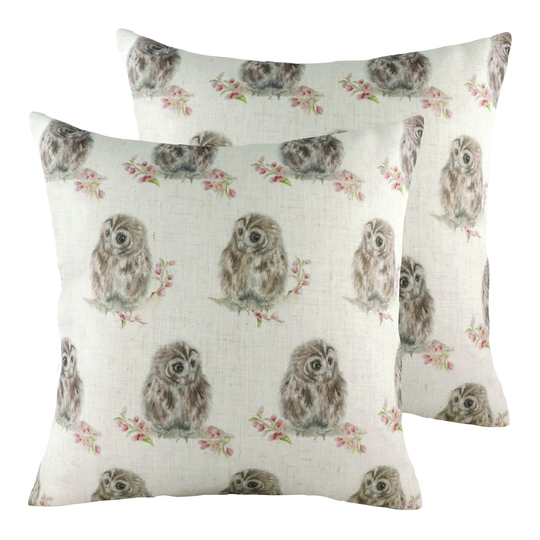 Bumgardner Hedgerow Owls Repeat Cushion with Filling