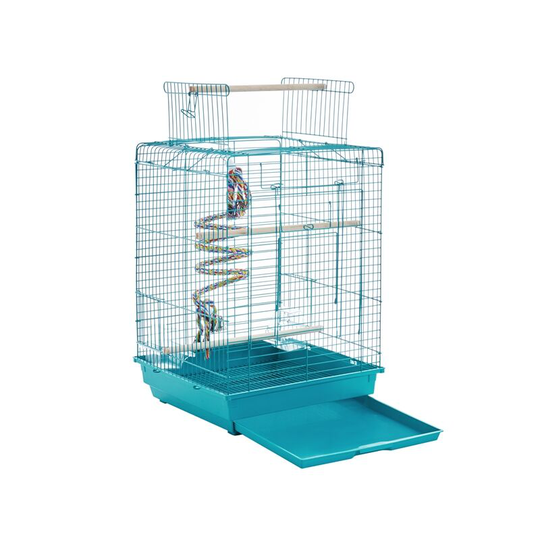 Yaheetech - Bird Open Top Cage Parrot Cage,40x40x58cm,Squre, Teal Blue - teal blue