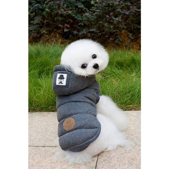 Dog Jacket Coat Hooded Pet Hooded Clothes Warm for Small Mittel Dogs Winter Clothes (m (Chest: 37cm, Neck: 26cm), Grey)