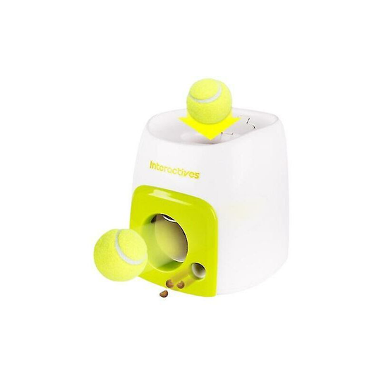 Automatic Interactive Dog Ball Thrower - Food Reward Machine - Tennis Ball Throwing Machine for Dog Training-White+Green-1pcs _