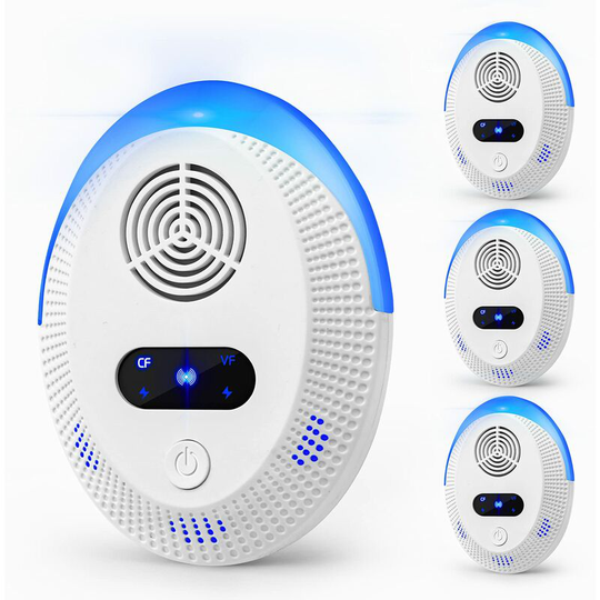 Qersta - Insect and Animal Repeller, Mouse Rodent Electronic Control Ultrasonic Mosquito Repeller Indoor Kitchen Use (4 Pieces)